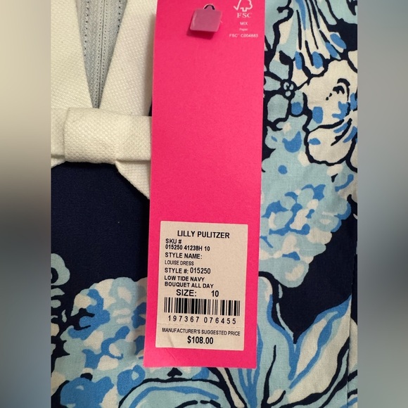 Lilly Pulitzer Girls’ Louise Dress Size 10 – Low Tide Navy Bouquet All Day – NWT - Picture 4 of 10
